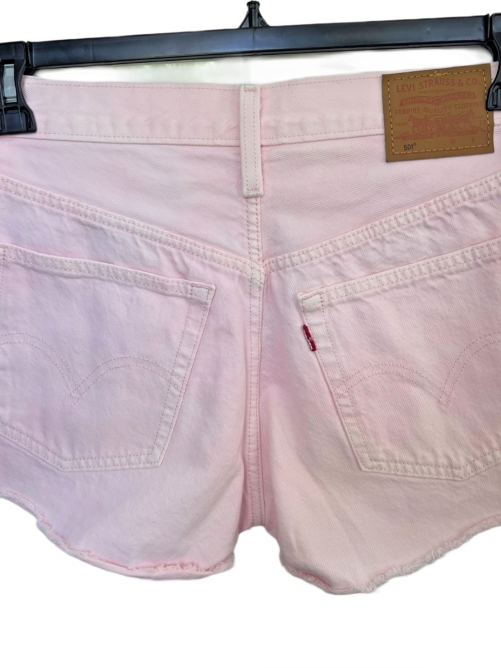 New Levi's 501 Denim Shorts Pink High Rise Jean Raw Hem Cutoff Women’s Waist 26